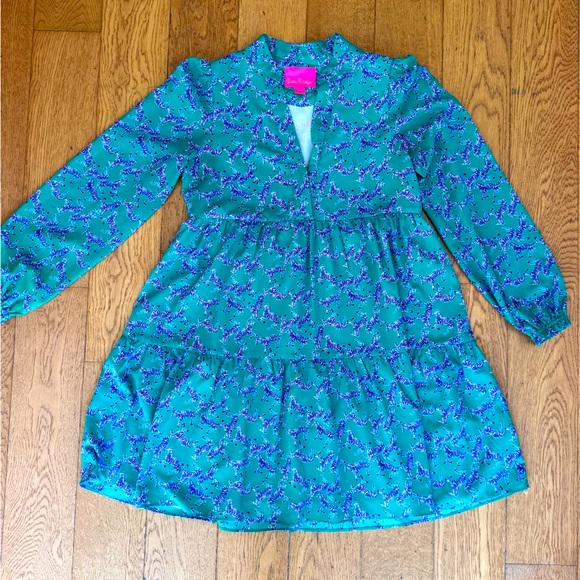 Lilly Pulitzer Winona Dress SZ XS Everglades Green Heebee Zeebees - Picture 4 of 16